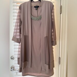 R & M Richards Mauve/Taupe Dress with Sheer Sleeve jacket